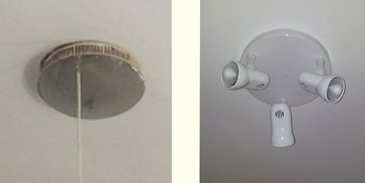 La barra de la duche la colgué del techo con un sedal de ir a pescar